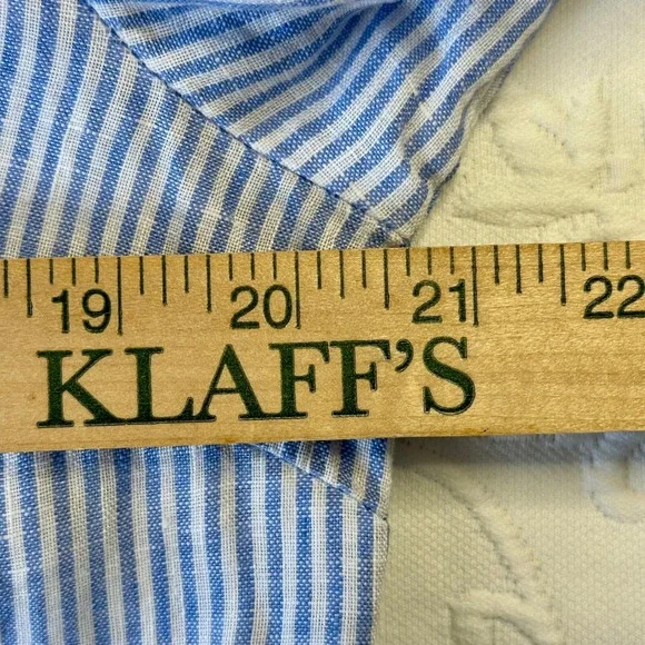 HIHO Bananakeet Blue Striped Linen Tunic Shirt Dress Long Sleeve size Large - Picture 7 of 9